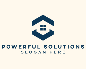 Blue House Hexagon Realtor logo design