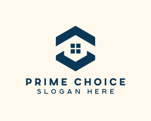 Blue House Hexagon Realtor logo design