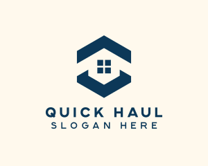 Blue House Hexagon Realtor logo design