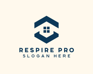 Blue House Hexagon Realtor logo design