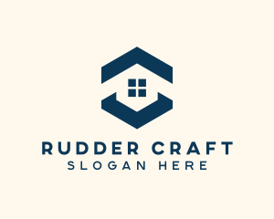 Blue House Hexagon Realtor logo design