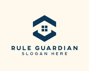 Blue House Hexagon Realtor logo design