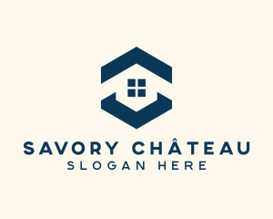 Blue House Hexagon Realtor logo design