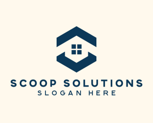 Blue House Hexagon Realtor logo design