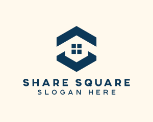 Blue House Hexagon Realtor logo design