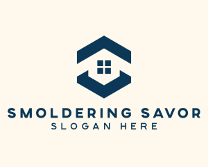 Blue House Hexagon Realtor logo design