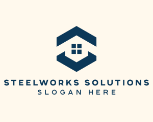 Blue House Hexagon Realtor logo design