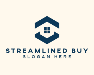 Blue House Hexagon Realtor logo design