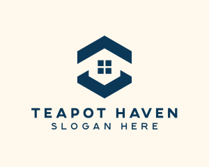 Blue House Hexagon Realtor logo design