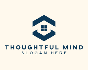 Blue House Hexagon Realtor logo design