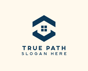 Blue House Hexagon Realtor logo design