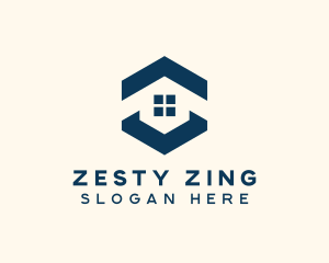 Blue House Hexagon Realtor logo design