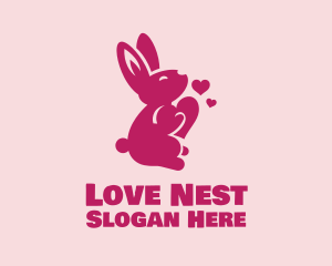 Love Heart Bunny Rabbit logo design