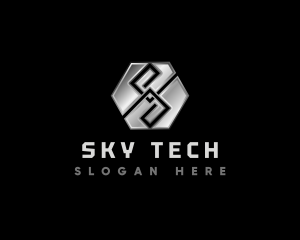 Hexagon Tech Letter S logo design