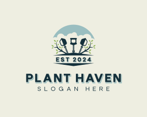 Landscaping Plant Shovel logo design