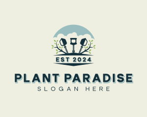 Landscaping Plant Shovel logo design