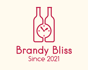 Clock Wine Bottle logo design