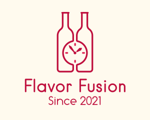 Clock Wine Bottle logo design