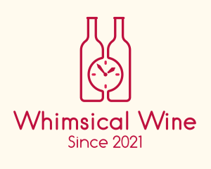 Clock Wine Bottle logo design