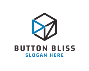 Cube Play Button logo design