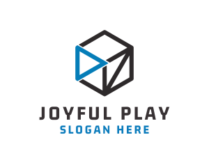 Cube Play Button logo design