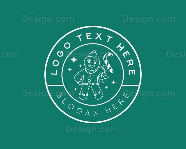 Christmas Gingerbread Man Decoration Logo