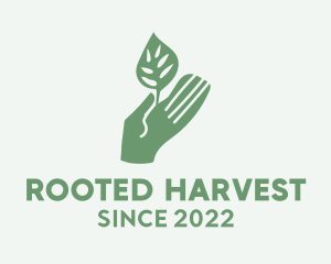 Silhouette Hand Seedling  logo design