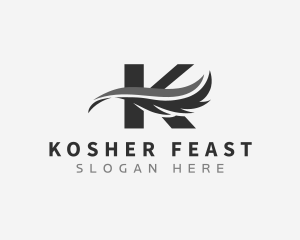 Generic Wave Feather Letter K  logo design