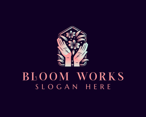 Flower Hand Wellness Relaxation logo design