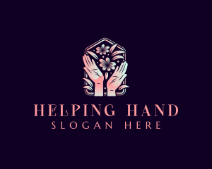 Flower Hand Wellness Relaxation logo design