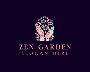 Flower Hand Wellness Relaxation logo design