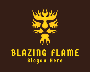 Gold Lion Flame logo design