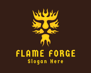 Gold Lion Flame logo design