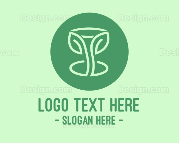 Green Organic Wine Glass Logo