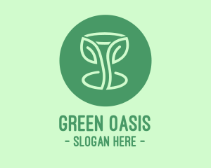 Green Organic Wine Glass logo design