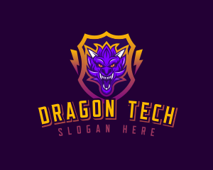 Lightning Dragon Shield logo design