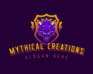 Lightning Dragon Shield logo design