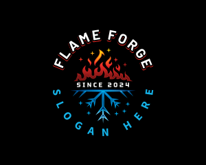 Fire Snowflake Heating logo design