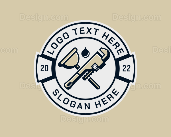 Plumbing Pipe Wrench Plunger Logo