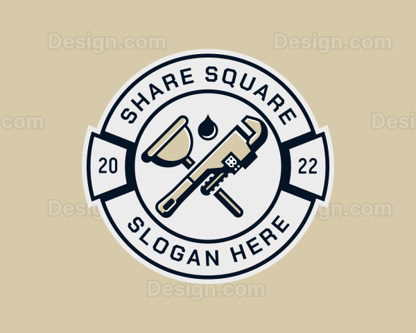 Plumbing Pipe Wrench Plunger Logo