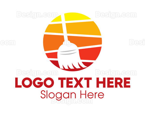 Broom Sweeper Cleaning Logo