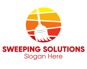 Broom Sweeper Cleaning logo design