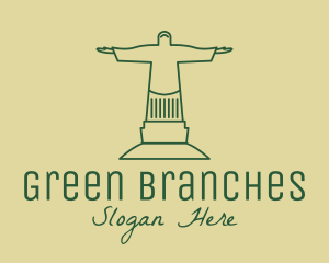 Green Christian Statue  logo design