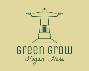 Green Christian Statue  logo design