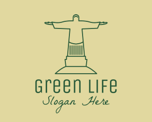 Green Christian Statue  logo design