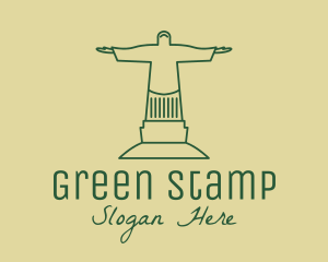 Green Christian Statue  logo design