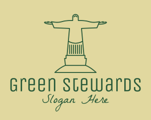 Green Christian Statue  logo design