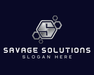 Industrial Hexagon Letter S logo design