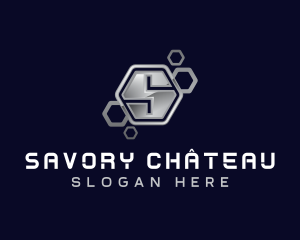 Industrial Hexagon Letter S logo design