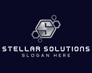 Industrial Hexagon Letter S logo design